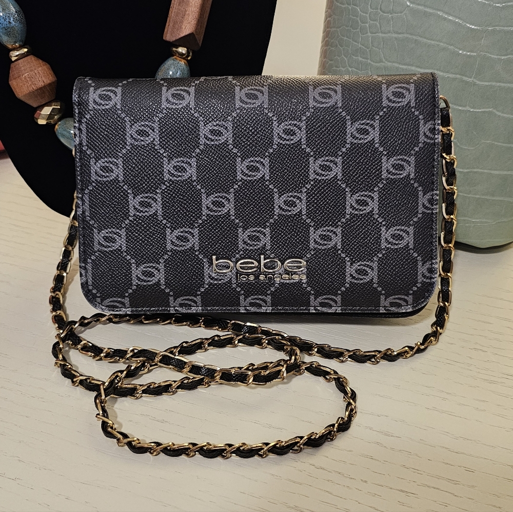 Bebe Crossbody Wallet Purse - (Black / Gray)